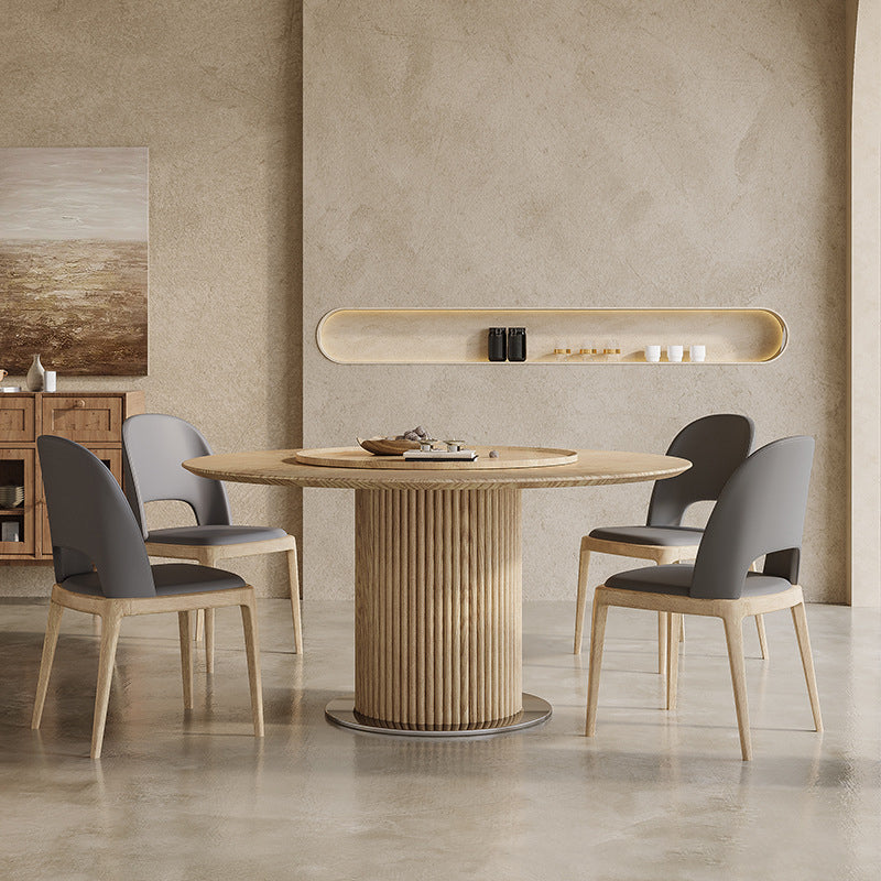 Contemporary Pedestal Dining Table Wood Dinner Table for Home