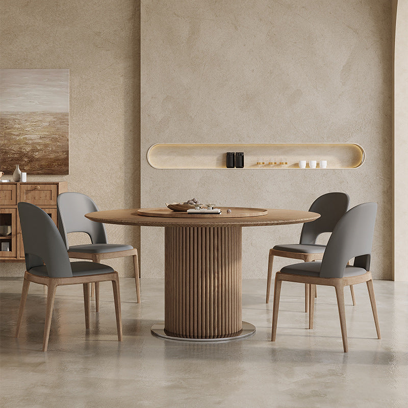 Contemporary Pedestal Dining Table Wood Dinner Table for Home