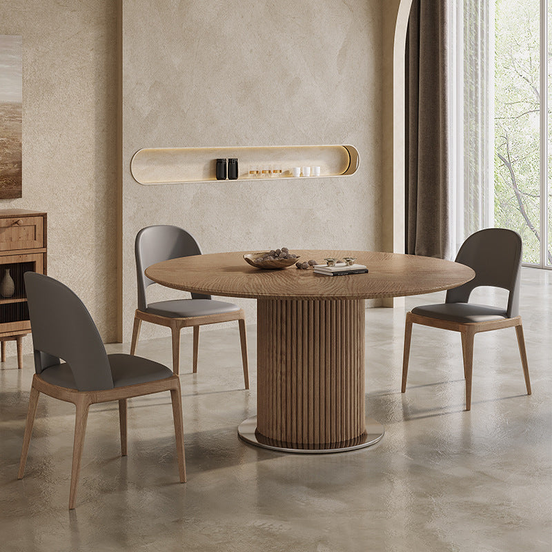 Contemporary Pedestal Dining Table Wood Dinner Table for Home