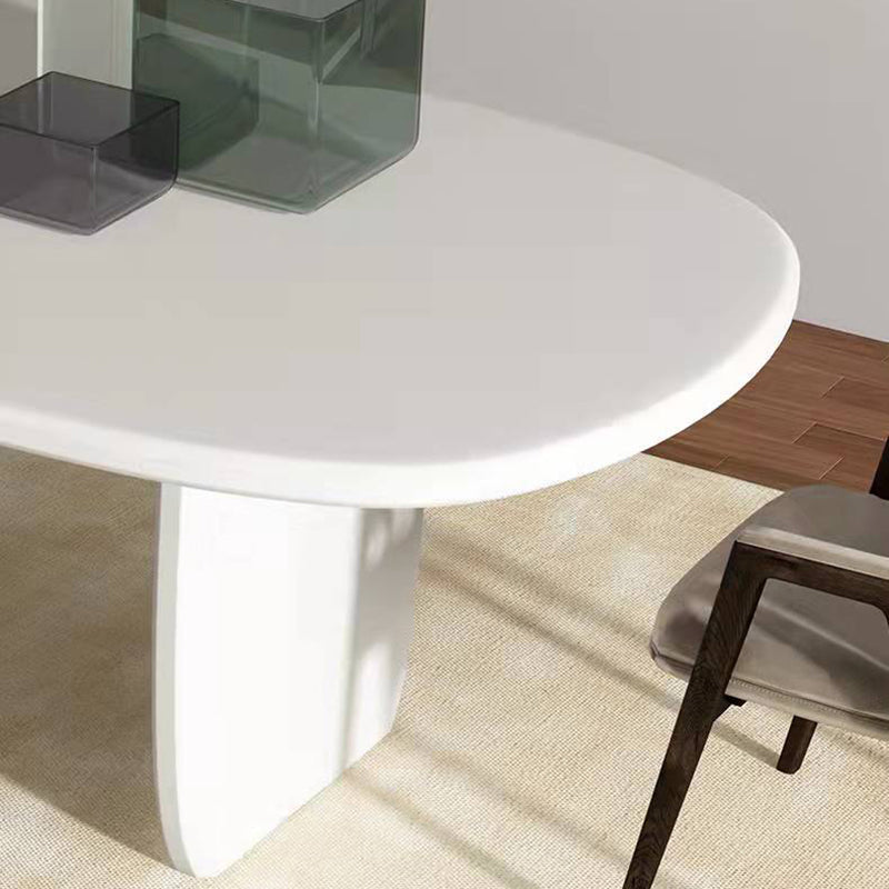 Modern Double Pedestal Table White Oval Dining Table for Home Kitchen