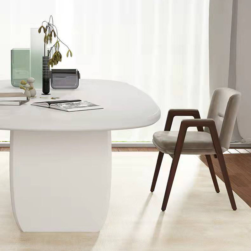 Modern Double Pedestal Table White Oval Dining Table for Home Kitchen