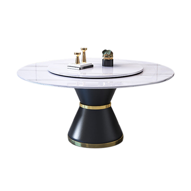 Modern Turntable Dinner Table Stainless Steel Base Stone Dining Table for Home