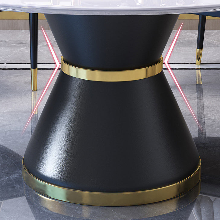 Modern Turntable Dinner Table Stainless Steel Base Stone Dining Table for Home