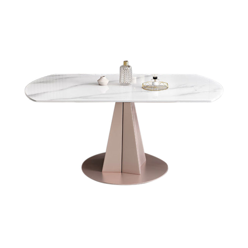 Modern Pedestal Casual Dining Table Round Dining Table with Stainless Steel Base