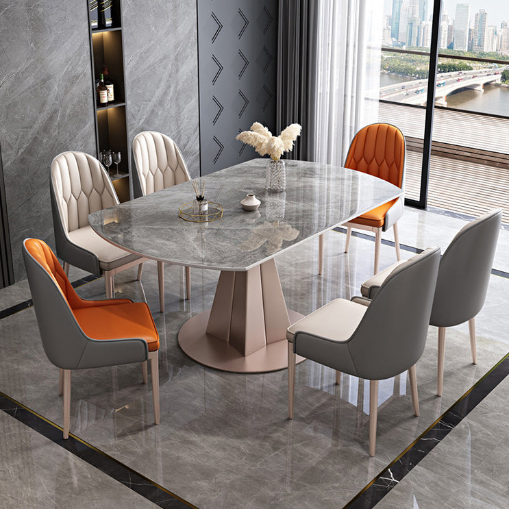 Modern Pedestal Casual Dining Table Round Dining Table with Stainless Steel Base