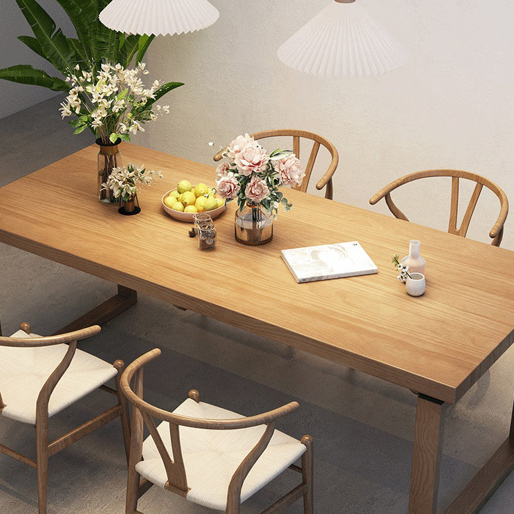 Modern Rectangle Double Pedestal Table Solid Wood Dining Table for Home