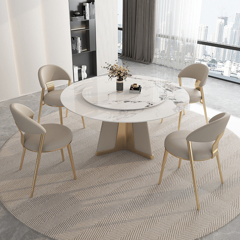Modern Round Dinner Table Steel Base Stone Dining Table for Home
