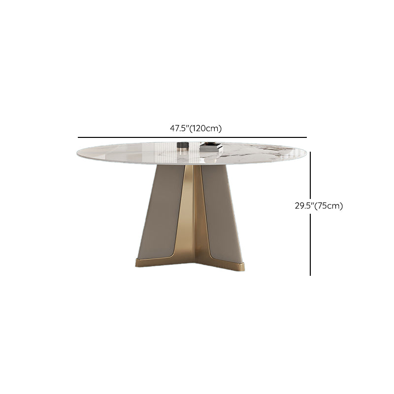 Modern Round Dinner Table Steel Base Stone Dining Table for Home