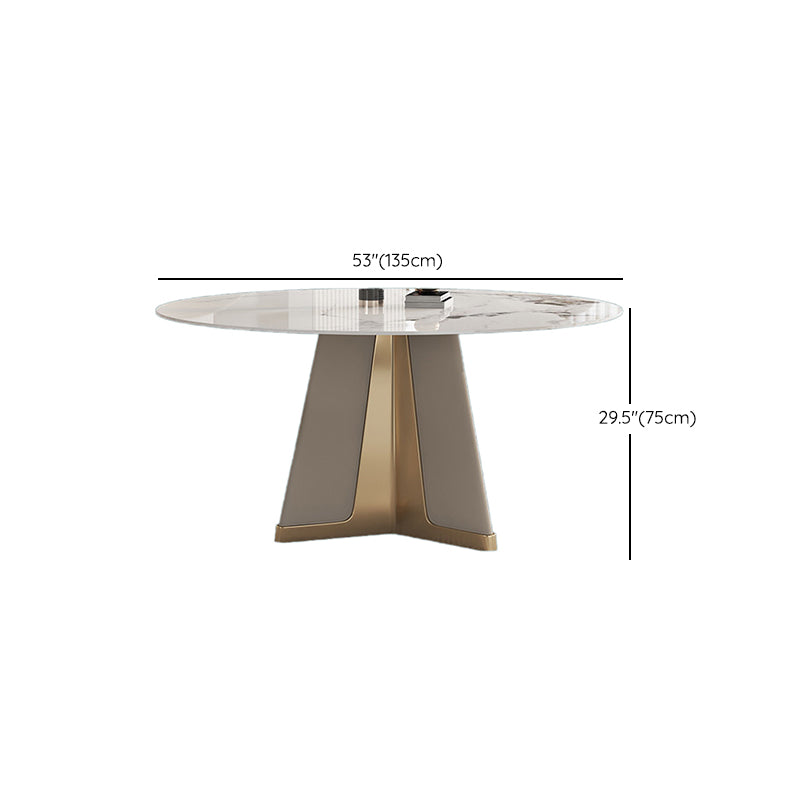 Modern Round Dinner Table Steel Base Stone Dining Table for Home