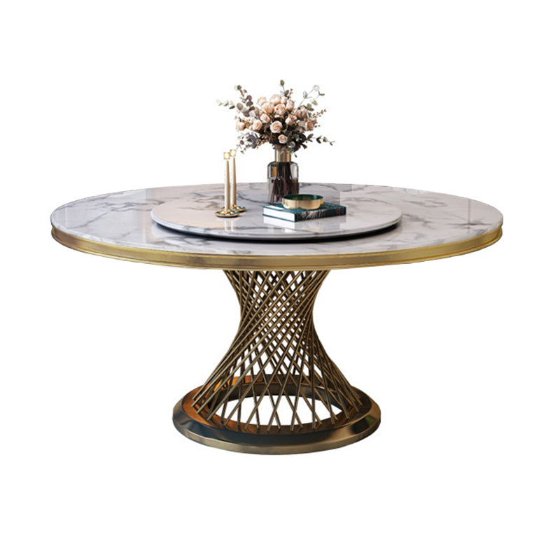 Modern Round Dining Table Steel Base Pedestal Table for Home Kitchen