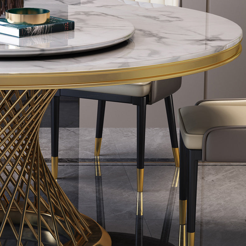 Modern Round Dining Table Steel Base Pedestal Table for Home Kitchen