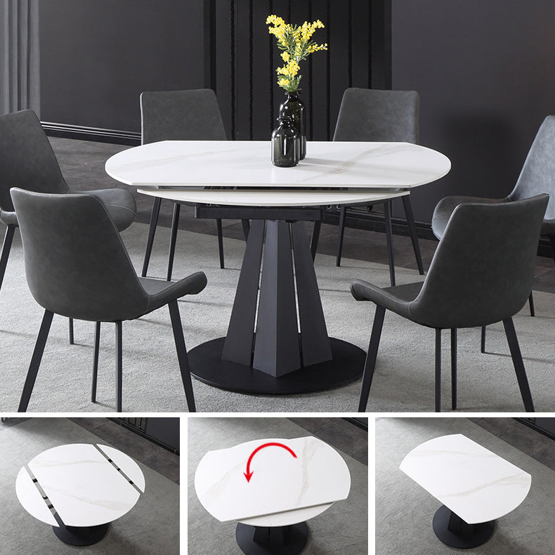 Modern Extendable Stone Dining Table Steel Base Dinner Table for Home