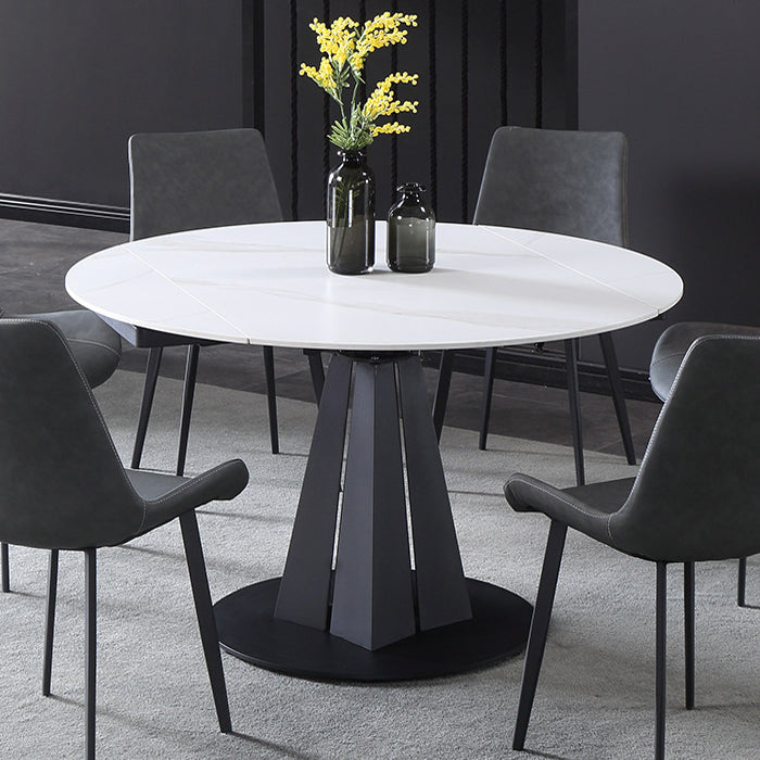 Modern Extendable Stone Dining Table Steel Base Dinner Table for Home