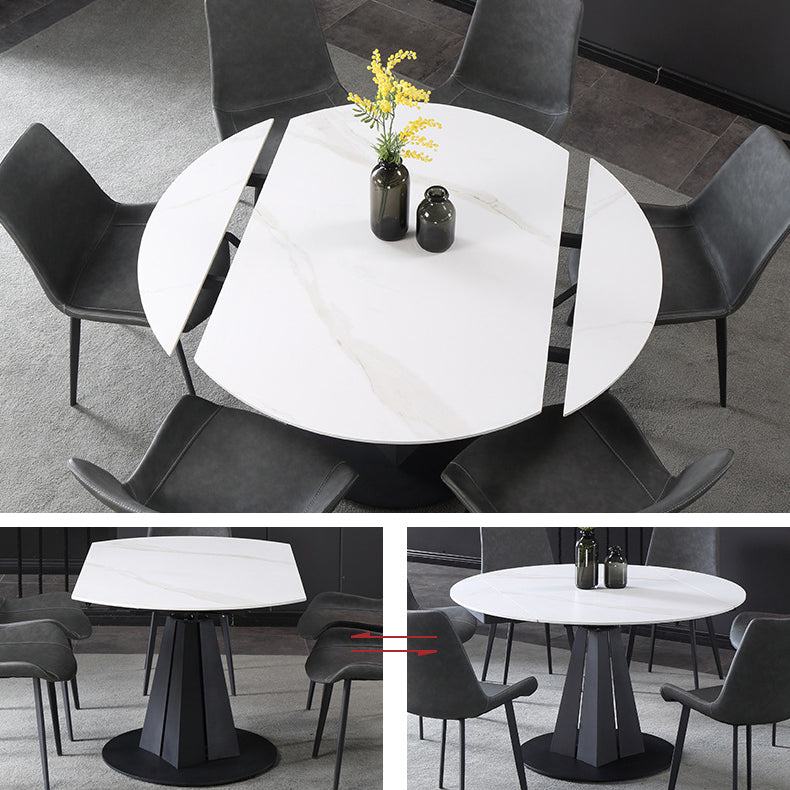 Modern Extendable Stone Dining Table Steel Base Dinner Table for Home