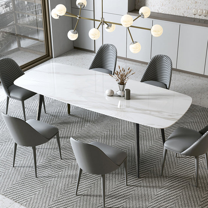 Contemporary Rectangle Table Steel Base Dining Table with 4 Legs