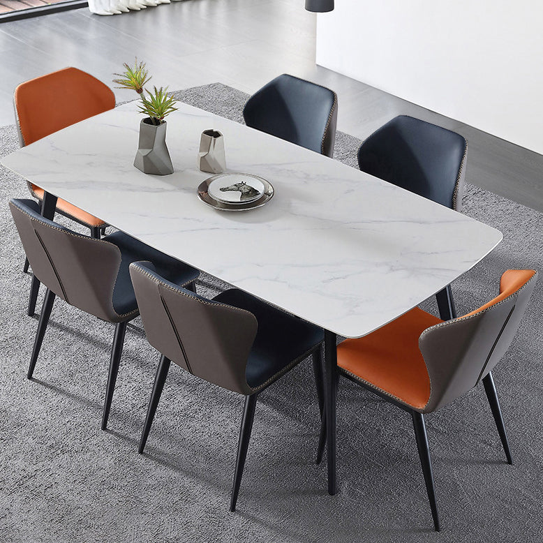 Contemporary Rectangle Table Steel Base Dining Table with 4 Legs
