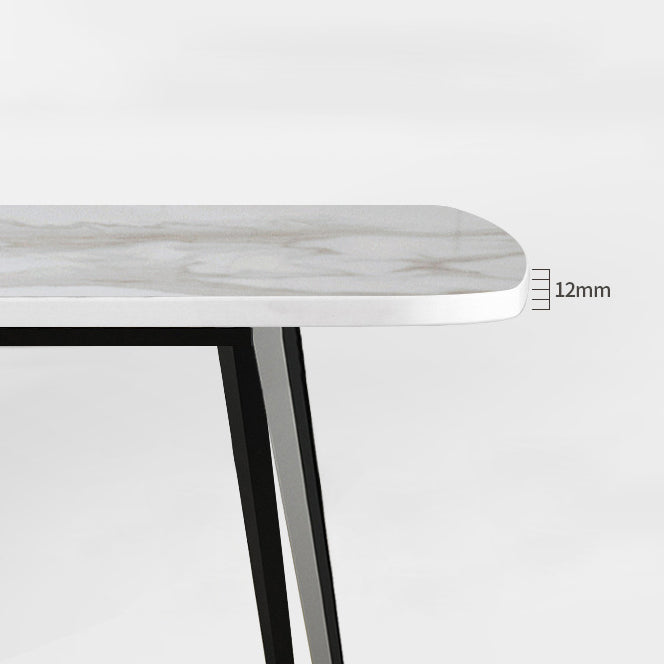 Contemporary Rectangle Table Steel Base Dining Table with 4 Legs