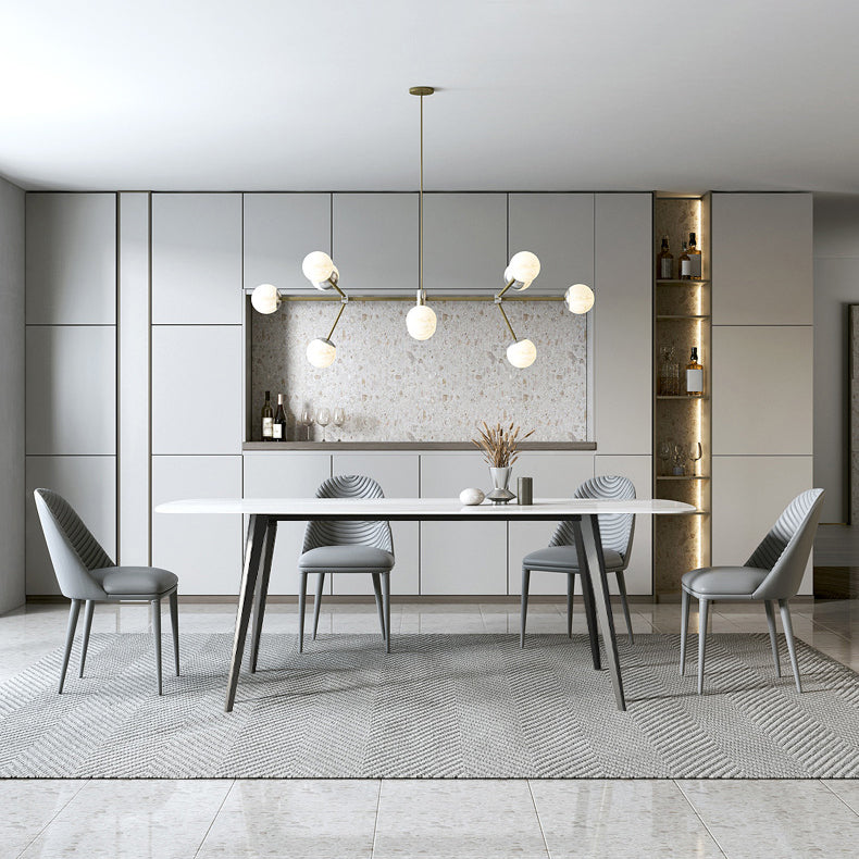 Contemporary Rectangle Table Steel Base Dining Table with 4 Legs