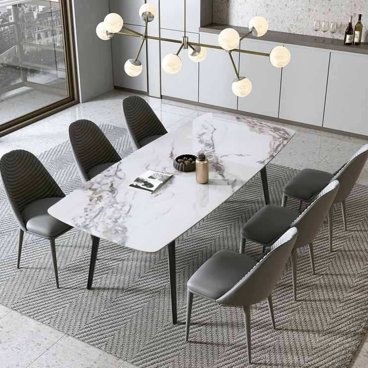 Contemporary Rectangle Table Steel Base Dining Table with 4 Legs