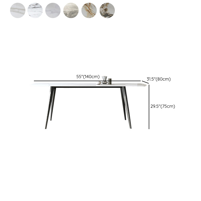 Contemporary Rectangle Table Steel Base Dining Table with 4 Legs