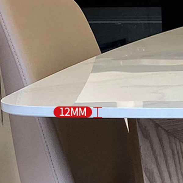 Contemporary Trestle Base Dining Table Stone Dining Table in White