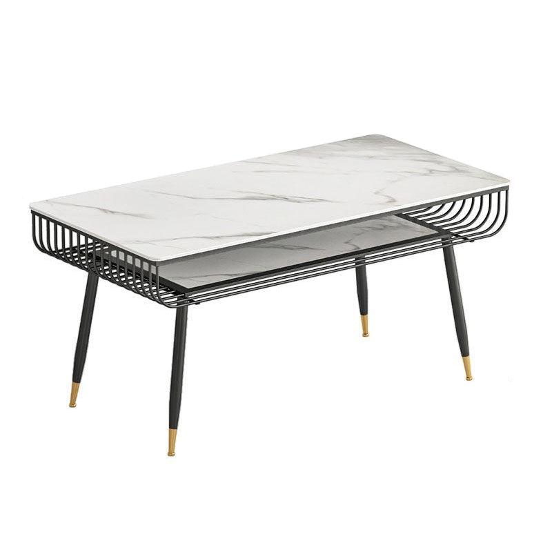 Metal and Slate Table Modern Minimalist Storage Rectangular Dining Table