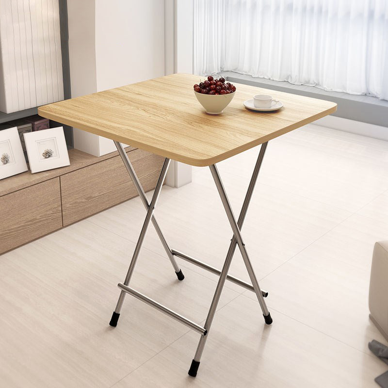 Metal and Wood Table 28.5"H Mid-Century Modern Style Foldable Square Dining Table