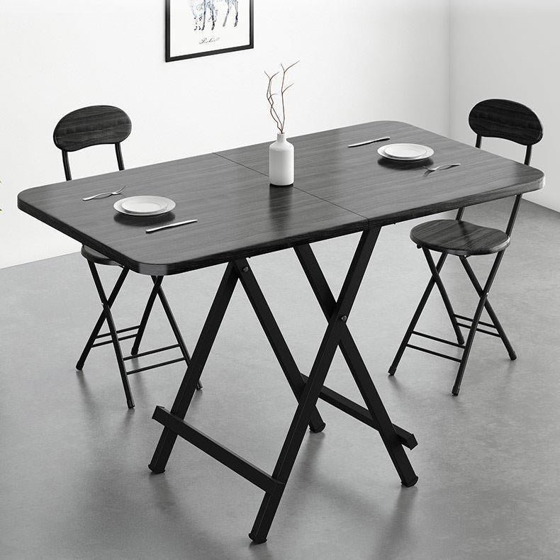 Metal and Wood Table Mid-Century Modern Style Folding Dining Table