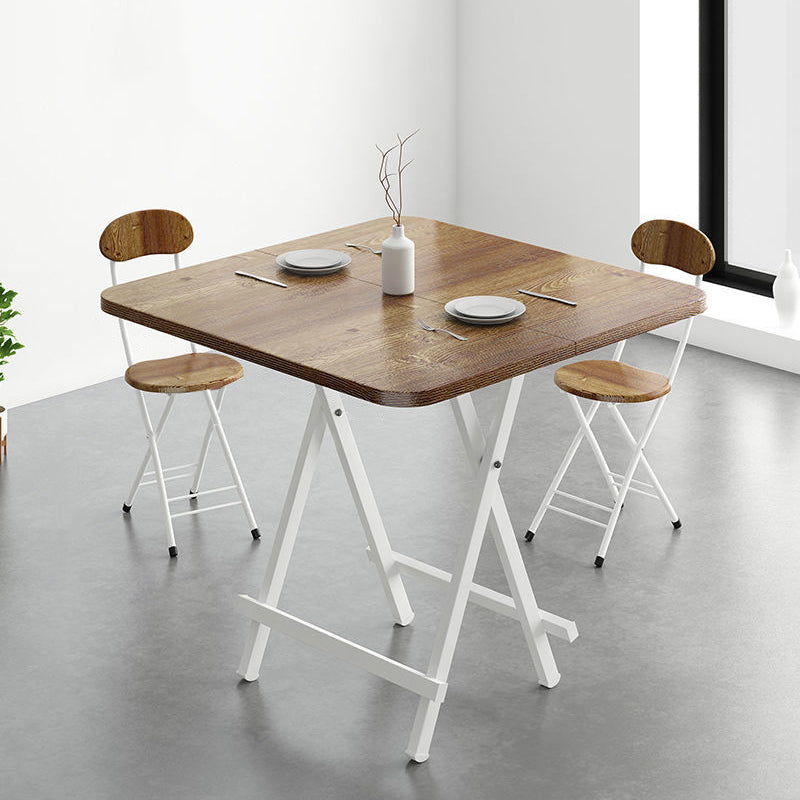 Metal and Wood Table Mid-Century Modern Style Folding Dining Table