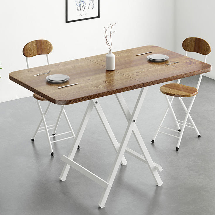 Metal and Wood Table Mid-Century Modern Style Folding Dining Table