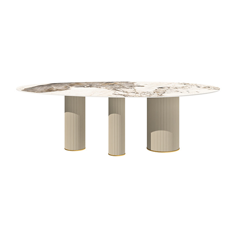 Oval Shape Luxury Kitchen Table Sintered Stone Fixed Desk for Dining Room