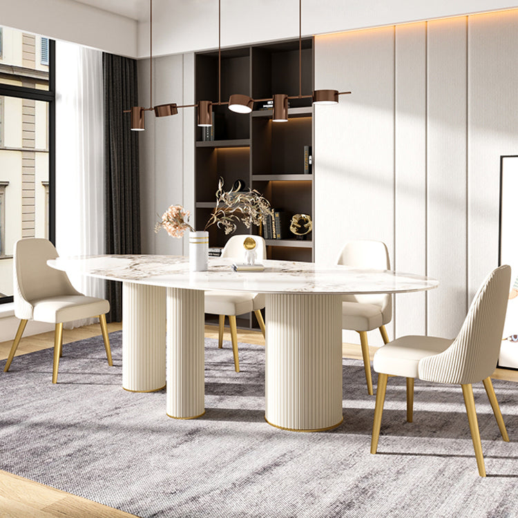 Oval Shape Luxury Kitchen Table Sintered Stone Fixed Desk for Dining Room