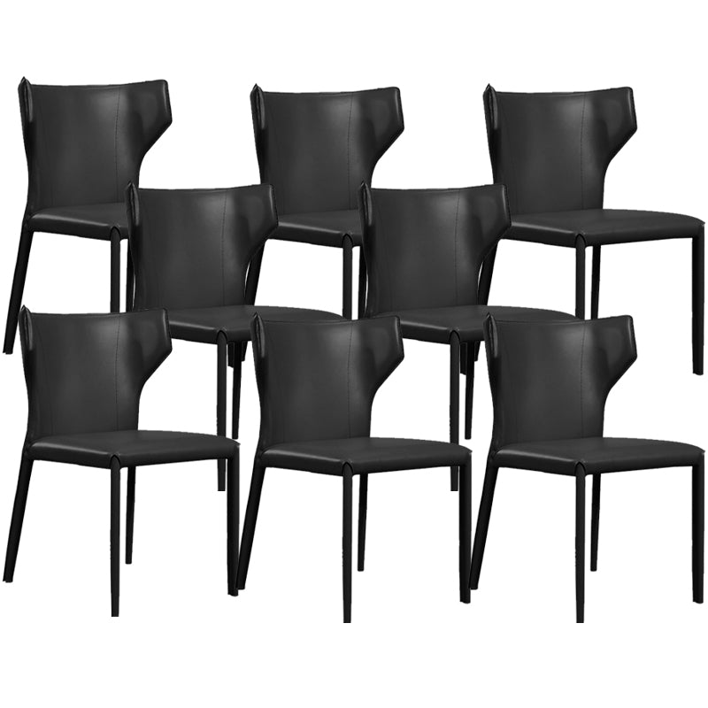 Contemporary Faux Leather Kitchen Chairs Wingback Side Chairs