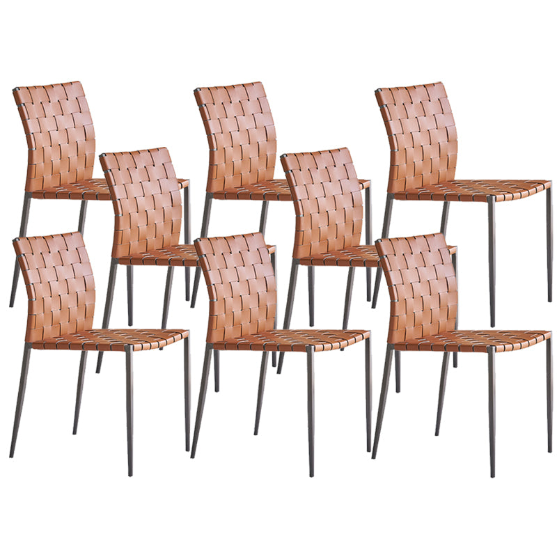Faux Leather Kitchen Dining Chairs Armless Dining Chairs with Metal Legs