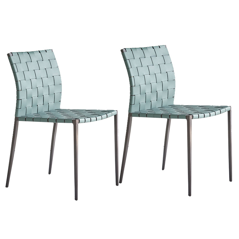 Faux Leather Kitchen Dining Chairs Armless Dining Chairs with Metal Legs