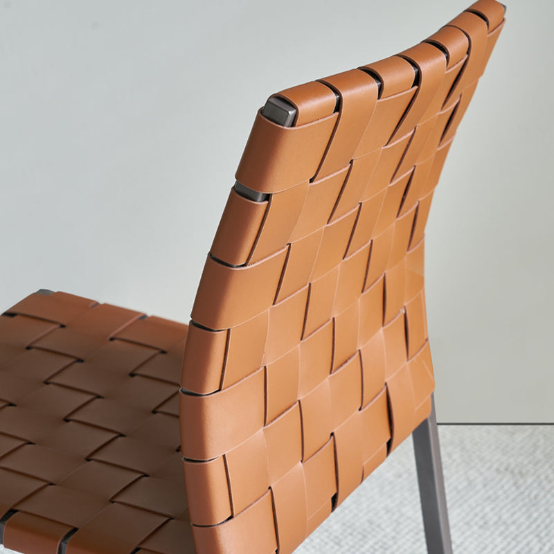 Faux Leather Kitchen Dining Chairs Armless Dining Chairs with Metal Legs