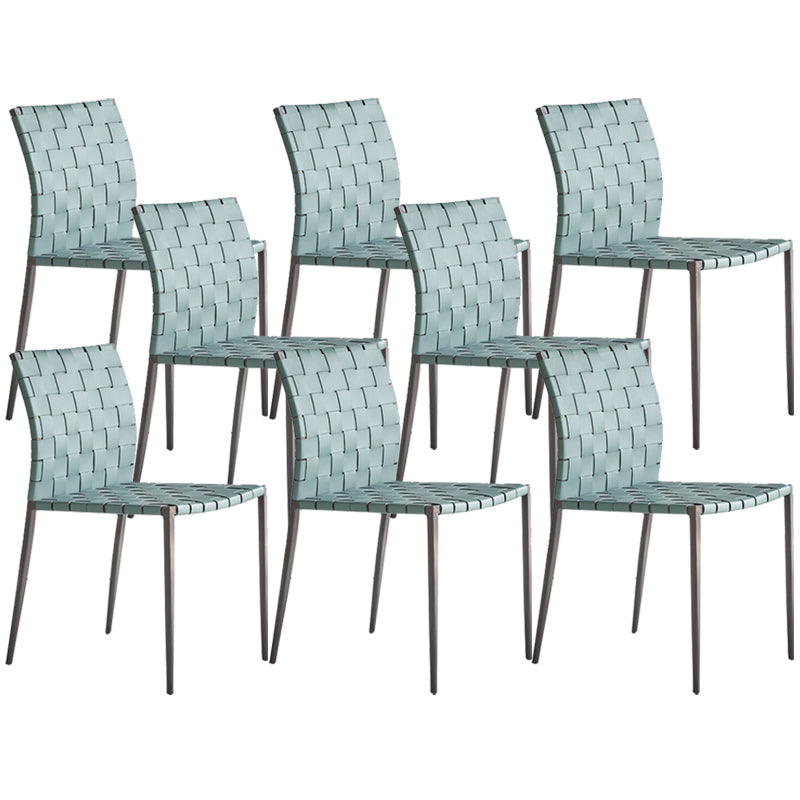 Faux Leather Kitchen Dining Chairs Armless Dining Chairs with Metal Legs