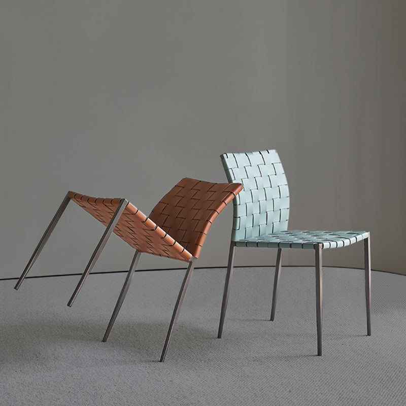 Faux Leather Kitchen Dining Chairs Armless Dining Chairs with Metal Legs