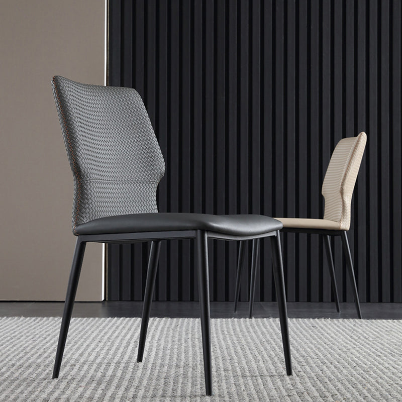 Industrial Style Faux Leather Chairs Armless Side Chairs with Metal Legs for Kitchen