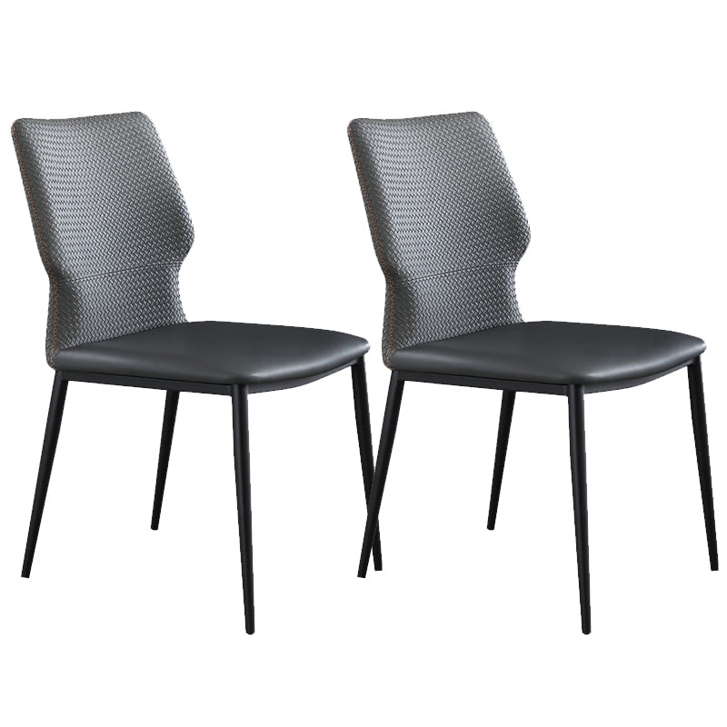 Industrial Style Faux Leather Chairs Armless Side Chairs with Metal Legs for Kitchen