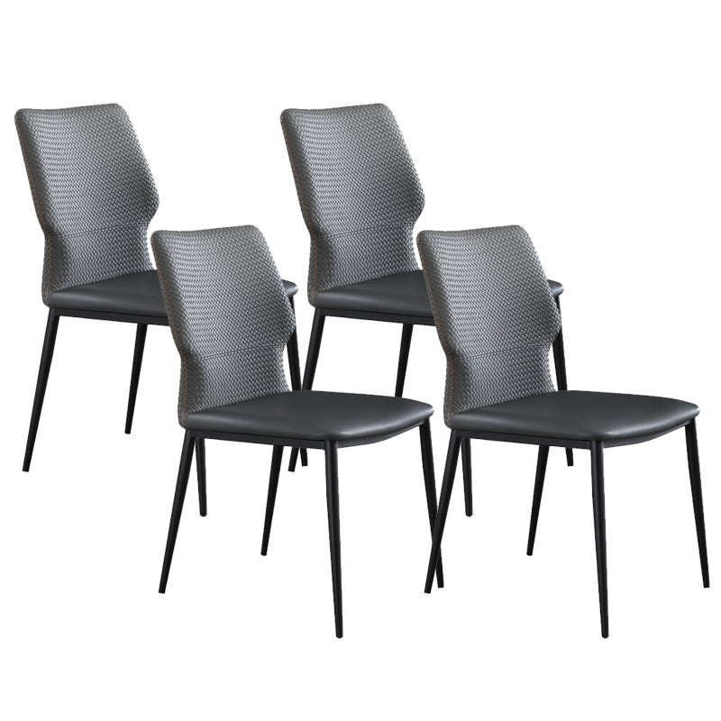 Industrial Style Faux Leather Chairs Armless Side Chairs with Metal Legs for Kitchen