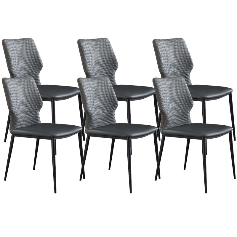 Industrial Style Faux Leather Chairs Armless Side Chairs with Metal Legs for Kitchen