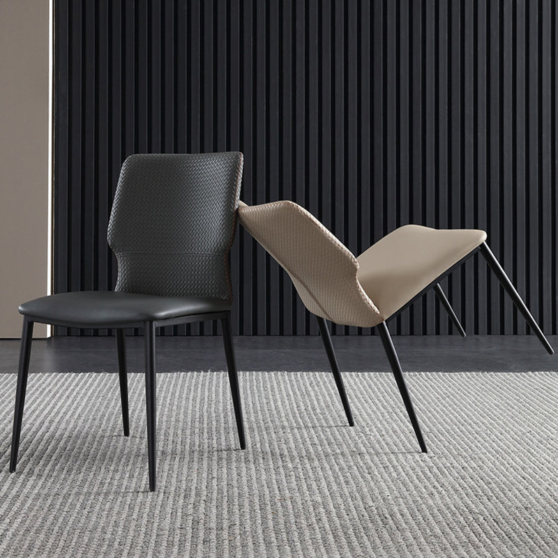 Industrial Style Faux Leather Chairs Armless Side Chairs with Metal Legs for Kitchen