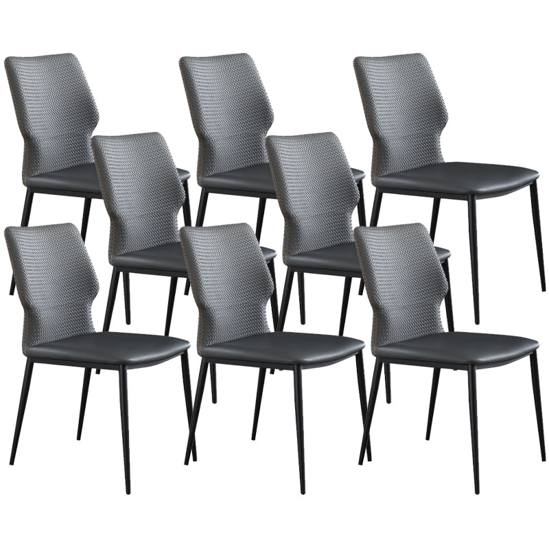 Industrial Style Faux Leather Chairs Armless Side Chairs with Metal Legs for Kitchen