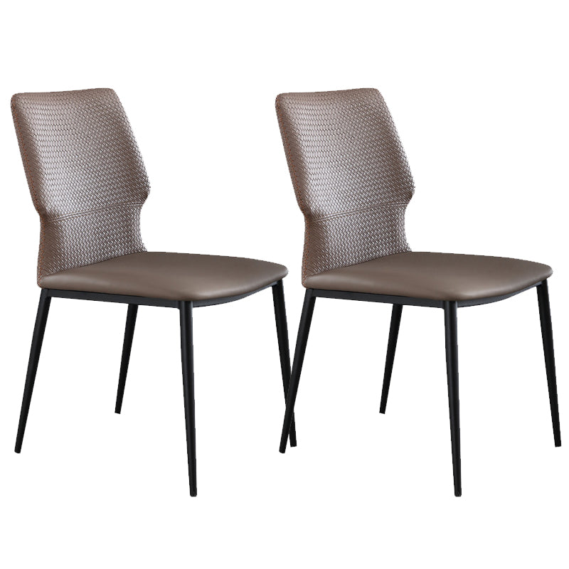 Industrial Style Faux Leather Chairs Armless Side Chairs with Metal Legs for Kitchen