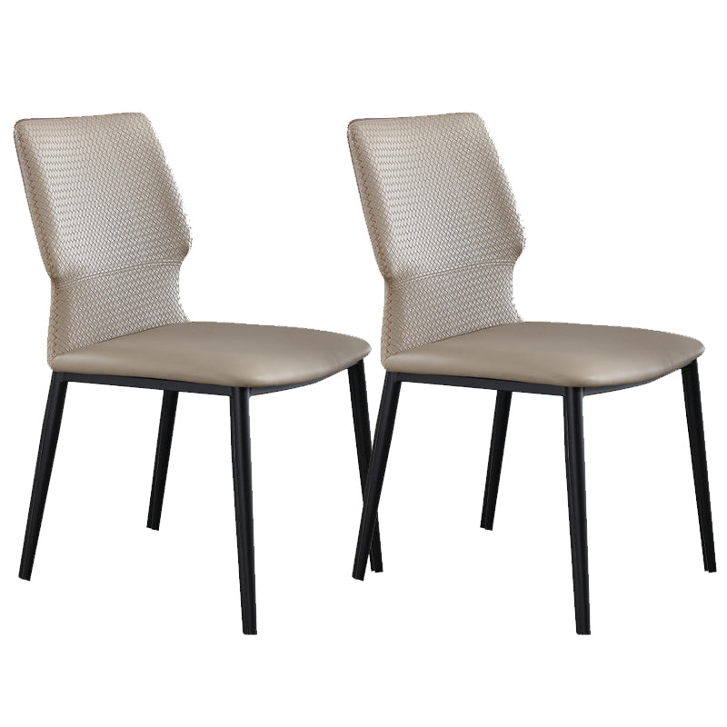 Industrial Style Faux Leather Chairs Armless Side Chairs with Metal Legs for Kitchen