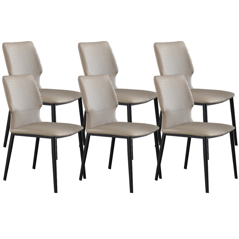 Industrial Style Faux Leather Chairs Armless Side Chairs with Metal Legs for Kitchen