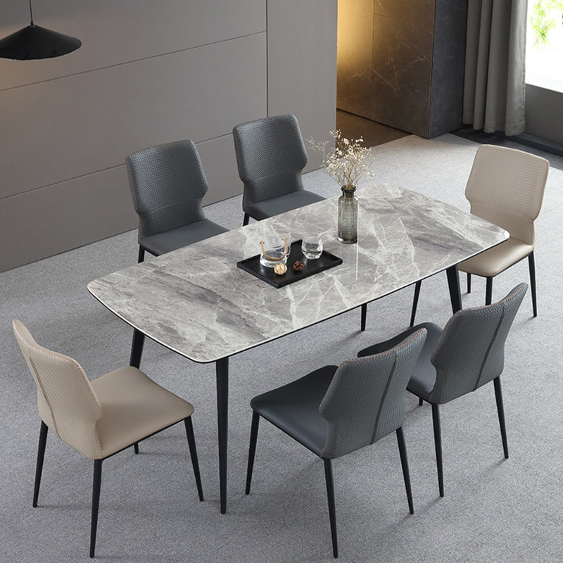 Industrial Style Faux Leather Chairs Armless Side Chairs with Metal Legs for Kitchen