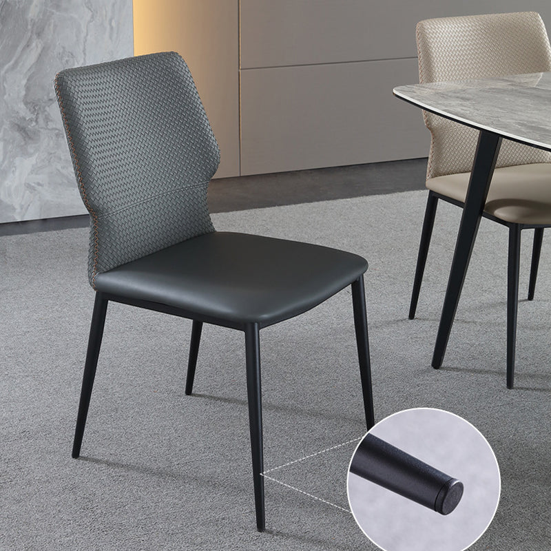 Industrial Style Faux Leather Chairs Armless Side Chairs with Metal Legs for Kitchen