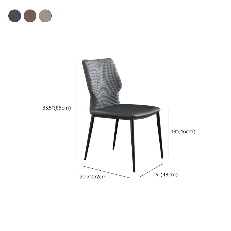 Industrial Style Faux Leather Chairs Armless Side Chairs with Metal Legs for Kitchen